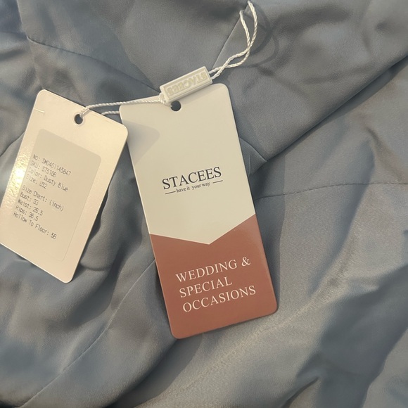 🆕 STACEES Trumpet/Mermaid One-Shoulder Stretch Satin Bridesmaid Dress Bowknot 2 - Picture 6 of 11